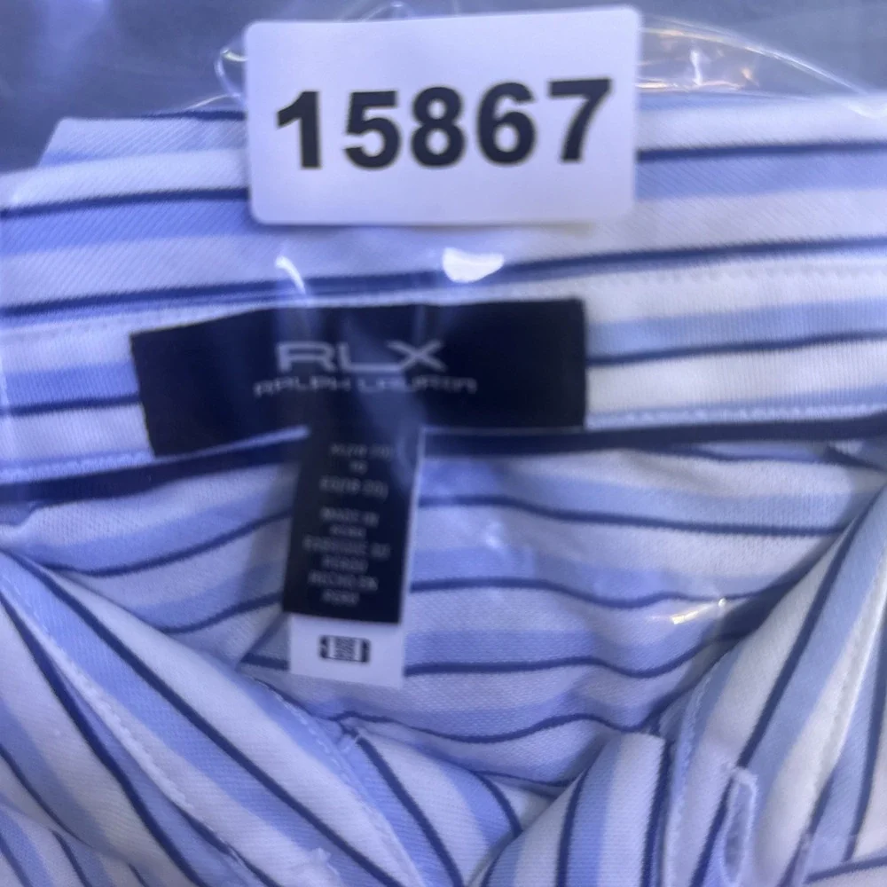Ralph‎ Lauren RLX Shirt Boys XL (18-20) Golf Performance Polo Blue WHITE Striped